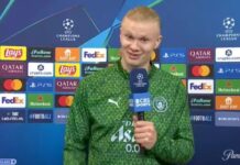 Haaland “scherzt” Carragher in einem CBS-Sports-Interview, nachdem er das Siegtor gegen Real Madrid erzielt